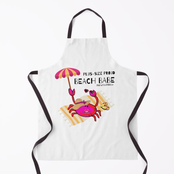 Item preview, CUTE FUNNY CARTOON FUCHSIA RED PINK“PLUS SIZE PROUD BEACH BABE” CRAB WITH UMBRELLA designed and sold by EllieMonroe.