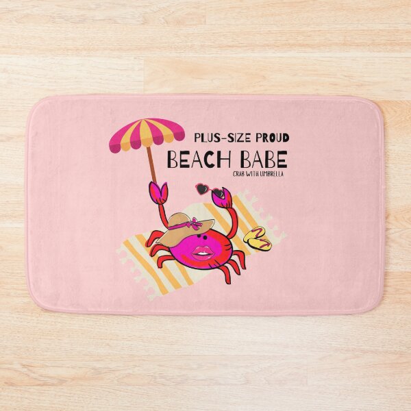 Item preview,  CUTE FUNNY CARTOON FUCHSIA RED PINK“PLUS SIZE PROUD BEACH BABE” CRAB WITH UMBRELLA designed and sold by EllieMonroe.