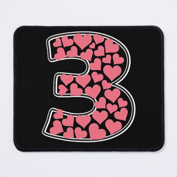 Item preview, Number 3 filled with pink hearts designed and sold by Rhu Creations.