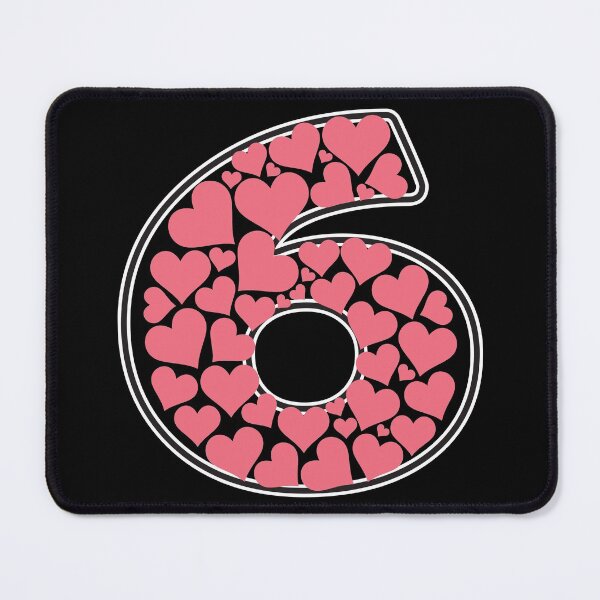 Item preview, Number 6 filled with pink hearts designed and sold by Rhu Creations.