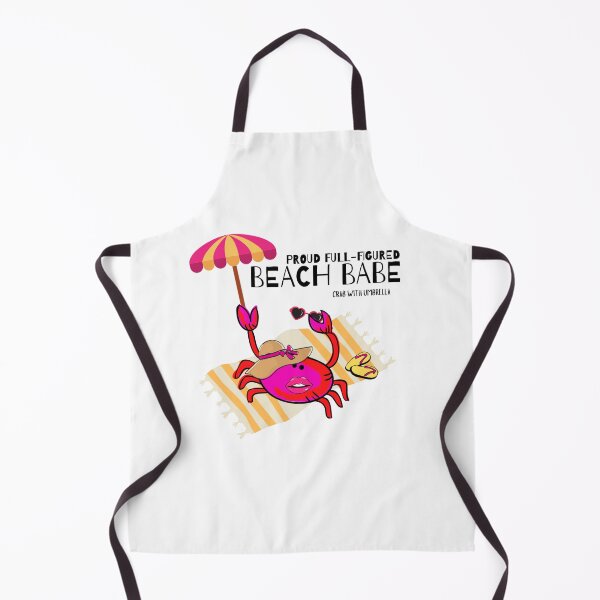 Item preview, CUTE CARTOON FUCHSIA RED PINK“PROUD FULL-FIGURED BEACH BABE” CRAB WITH UMBRELLA designed and sold by EllieMonroe.