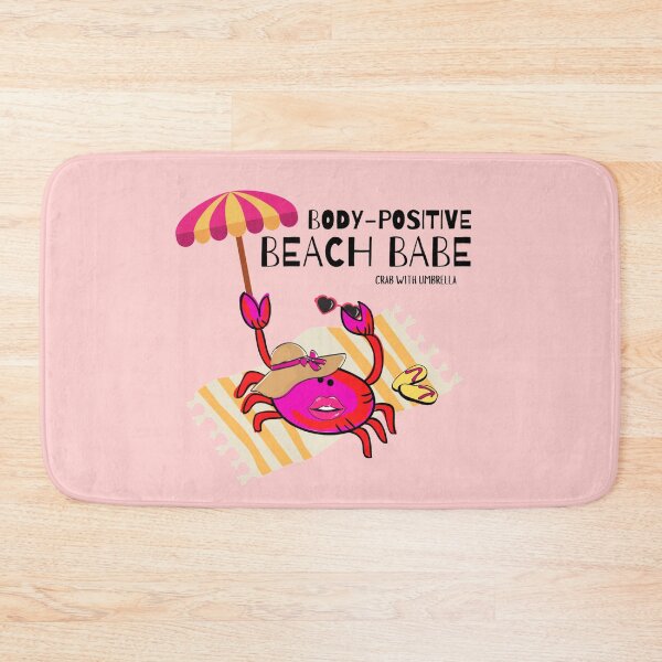 Item preview,  CUTE CARTOON FUCHSIA  RED PINK“BODY-POSITIVE BEACH BABE” CRAB WITH UMBRELLA designed and sold by EllieMonroe.