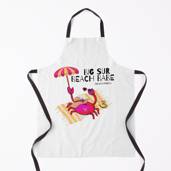 Item preview, CUTE CARTOON FUCHSIA RED PINK“BIG SUR BEACH BABE” CRAB WITH UMBRELLA designed and sold by EllieMonroe.