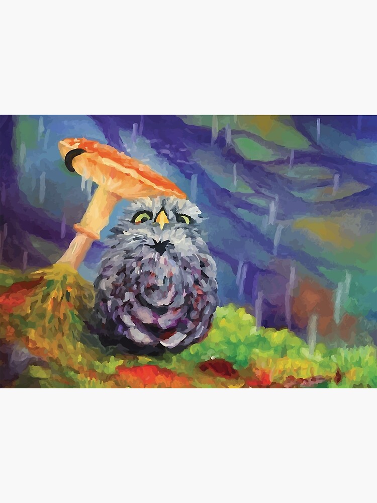 "Tiny Owl Under a Mushroom Original Oil Painting by Shelbyyalexandra