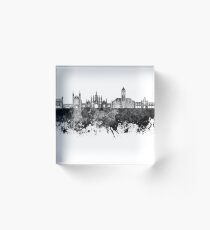 Cambridge skyline in black watercolor background Acrylic Block