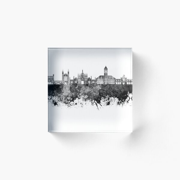 Cambridge skyline in black watercolor background Acrylic Block