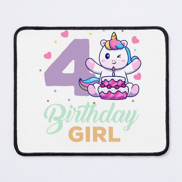Item preview, 4 Years Old Bday Unicorn Lovers Girl  4th Bday Party White designed and sold by LAXIR.