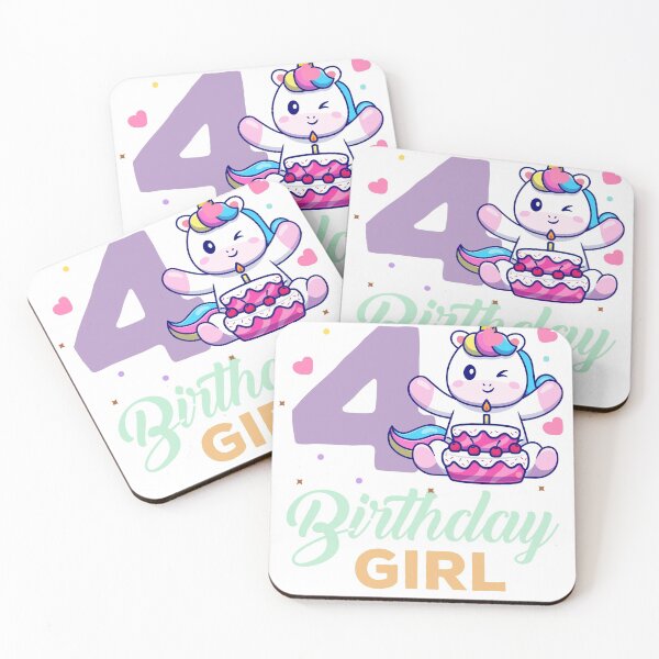 Item preview, 4 Years Old Bday Unicorn Lovers Girl  4th Bday Party White designed and sold by LAXIR.