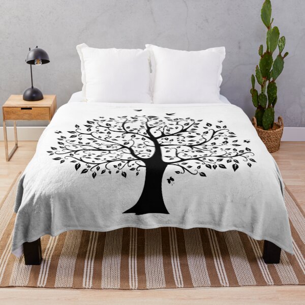 Item preview, Tree With Birds, Butterflies And Leaves Black design designed and sold by DarkHumorstore.