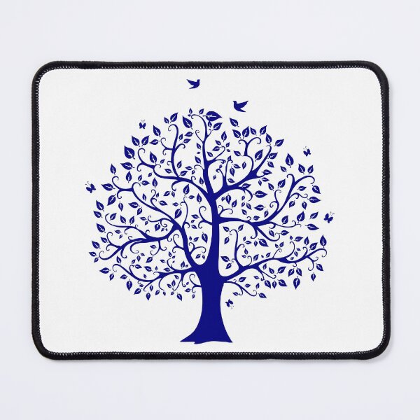 Item preview, Tree With Birds, Butterflies And Leaves Blue design designed and sold by DarkHumorstore.