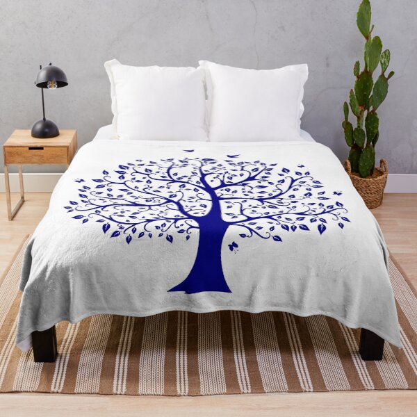 Item preview, Tree With Birds, Butterflies And Leaves Blue design designed and sold by DarkHumorstore.