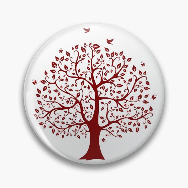 Item preview, Tree With Birds, Butterflies And Leaves Maroon design designed and sold by DarkHumorstore.