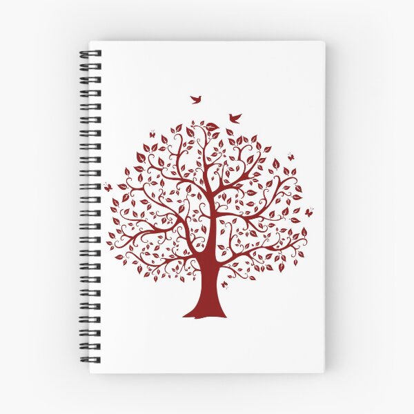 Item preview, Tree With Birds, Butterflies And Leaves Maroon design designed and sold by DarkHumorstore.