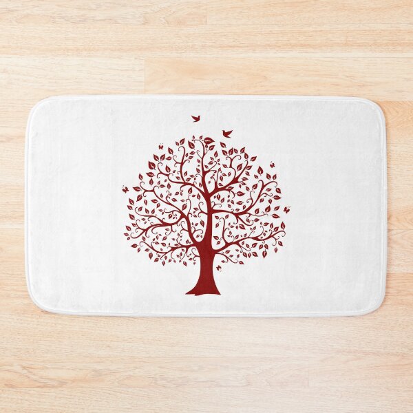 Item preview, Tree With Birds, Butterflies And Leaves Maroon design designed and sold by DarkHumorstore.
