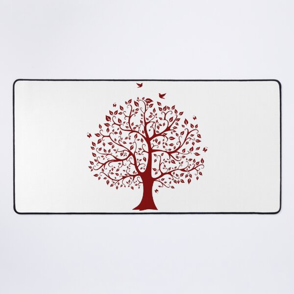 Item preview, Tree With Birds, Butterflies And Leaves Maroon design designed and sold by DarkHumorstore.
