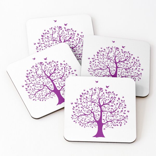 Item preview, Tree With Birds, Butterflies And Leaves Purple design designed and sold by DarkHumorstore.