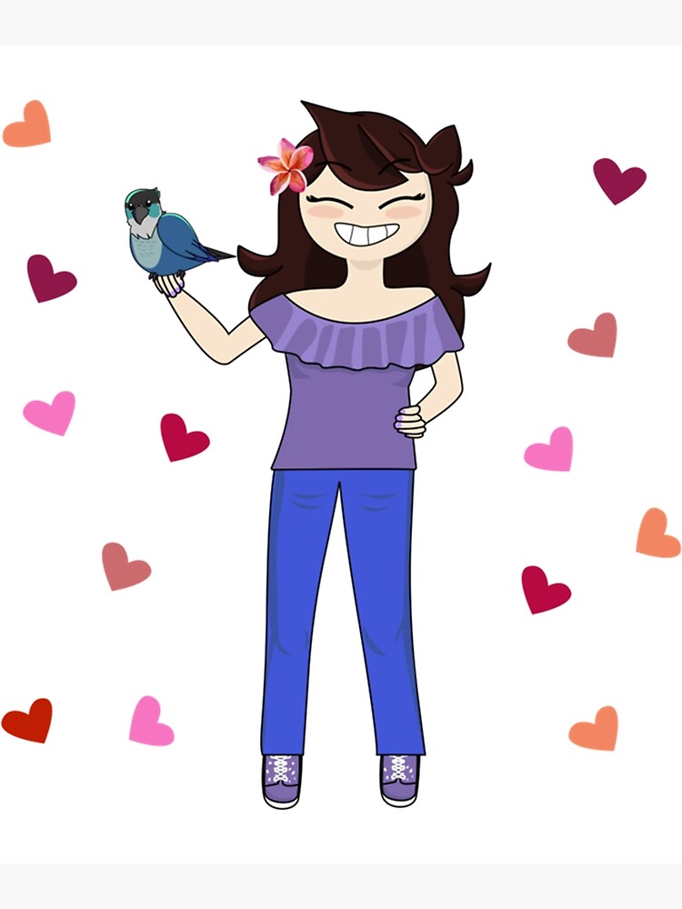 Jaiden animations and her bird, cute moment and pink hearts, parrot  watching you funny T-Sh Poster for Sale by YesTeeDesign