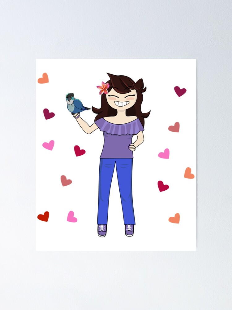 Jaiden animations and her bird, cute moment and pink hearts, parrot  watching you funny T-Sh Poster for Sale by YesTeeDesign