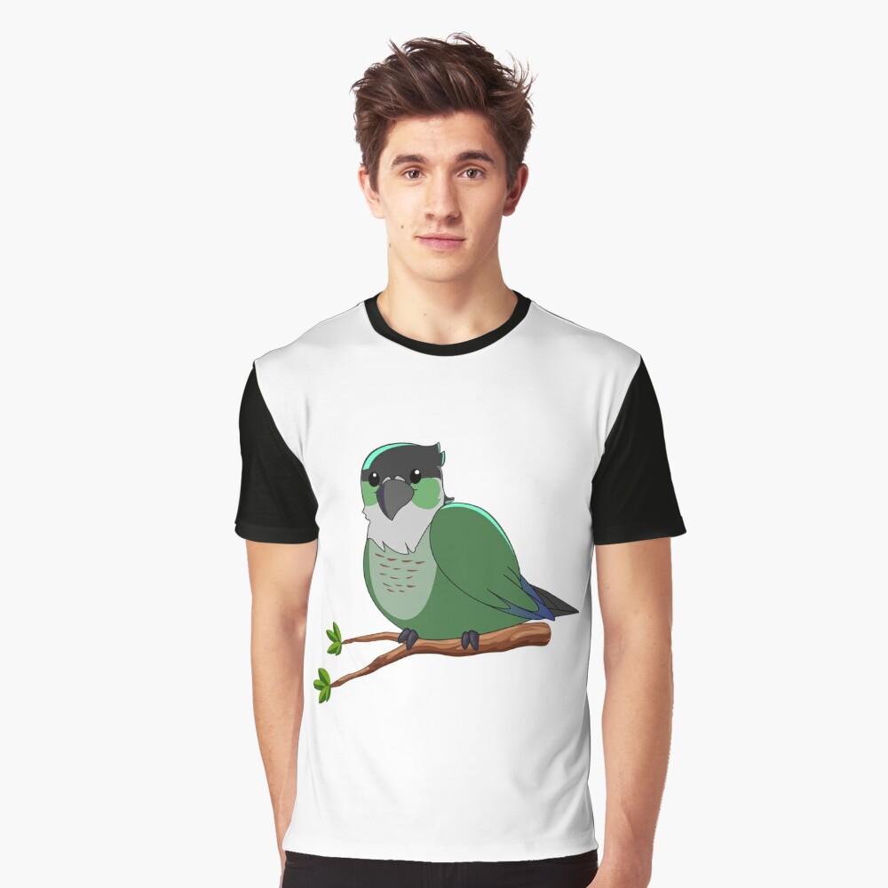 Jaiden animations green cute bird on a leaf, parrot watching you funny |  Photographic Print