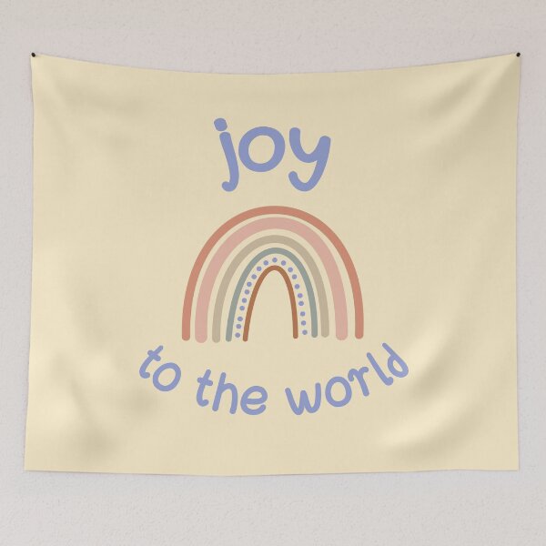 Item preview, Joy to the World + rainbow in muted boho colors designed and sold by Ofeefee.