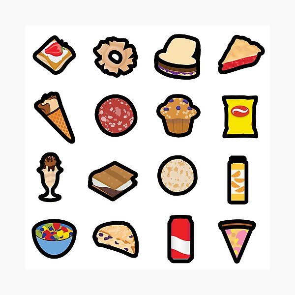 Cartoon Food Drinks Snack Food Stickers Pack #1 of 3 Journals