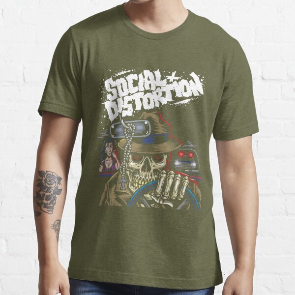 Vintage 90s Social Distortion Band Music Logo With Old Retro Car 