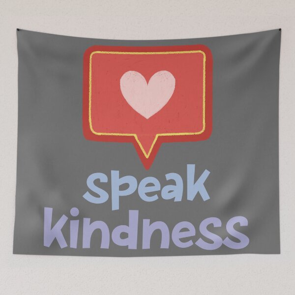 Item preview, speak kindness + heart speech bubble in chalk designed and sold by Ofeefee.