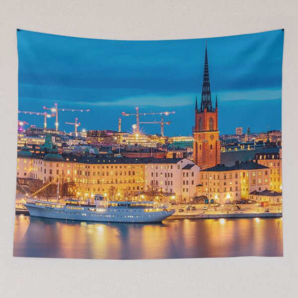 Item preview, Old town Gamla Stan at sunset in Stockholm, Sweden designed and sold by SvetlanaSF.