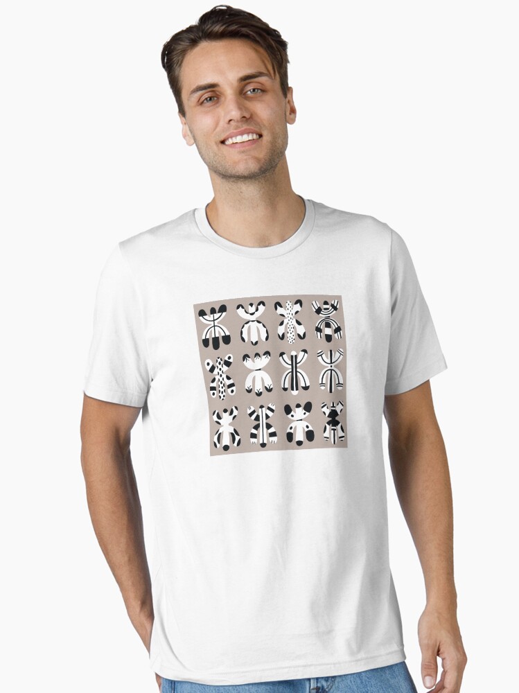 Thumbnail 2 of 7, Essential T-Shirt, Black and White Kaktigon in Ecru designed and sold by PaigePooler.
