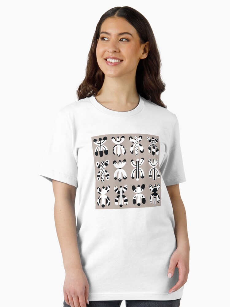 Thumbnail 1 of 7, Essential T-Shirt, Black and White Kaktigon in Ecru designed and sold by PaigePooler.