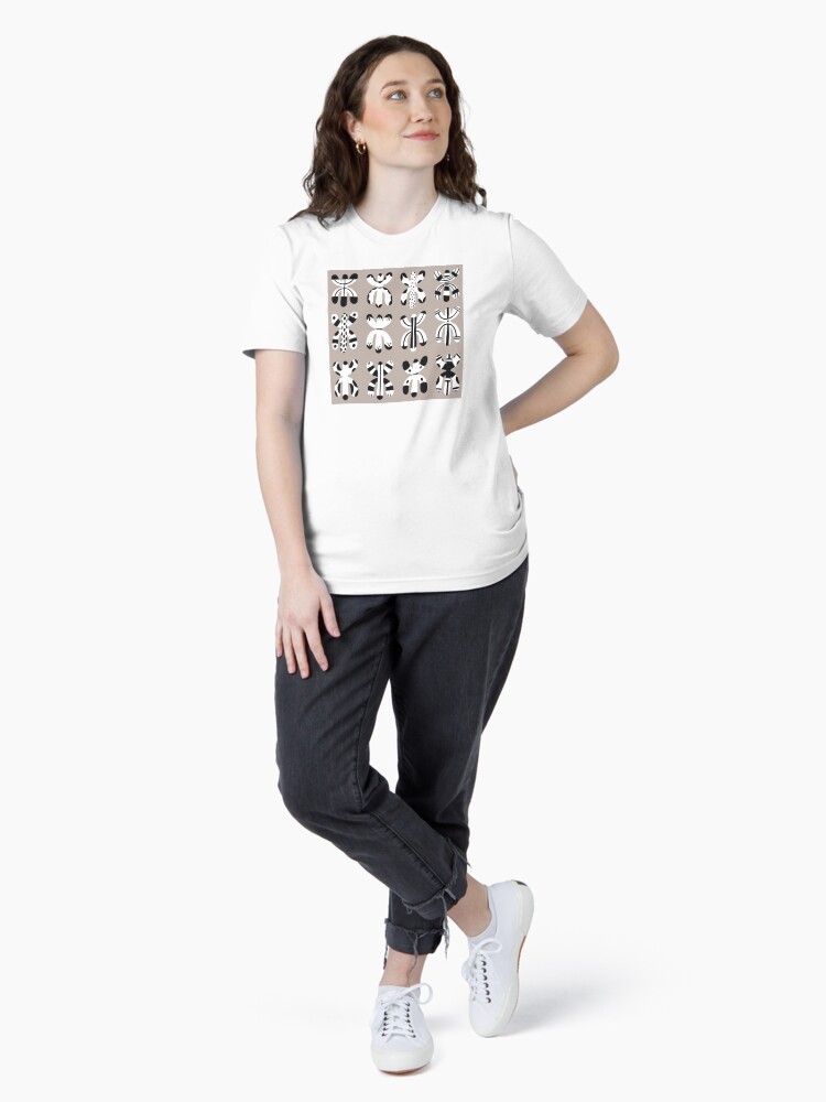 Thumbnail 4 of 7, Essential T-Shirt, Black and White Kaktigon in Ecru designed and sold by PaigePooler.