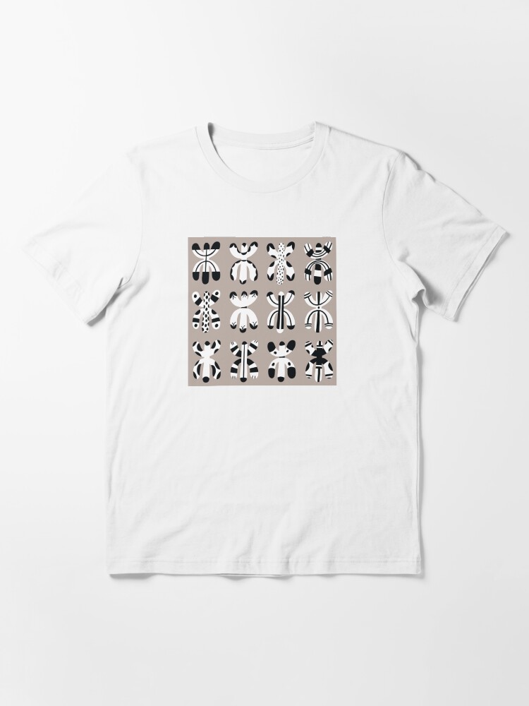 Thumbnail 3 of 7, Essential T-Shirt, Black and White Kaktigon in Ecru designed and sold by PaigePooler.