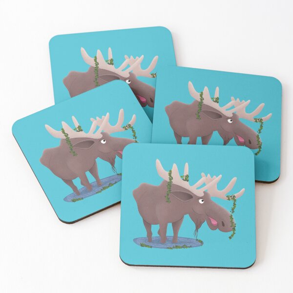 Item preview, Funny happy moose cartoon illustration designed and sold by FrogFactory.