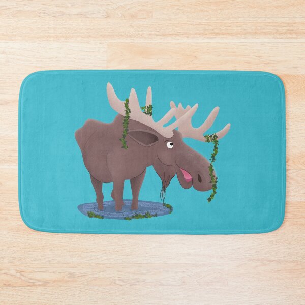 Item preview, Funny happy moose cartoon illustration designed and sold by FrogFactory.