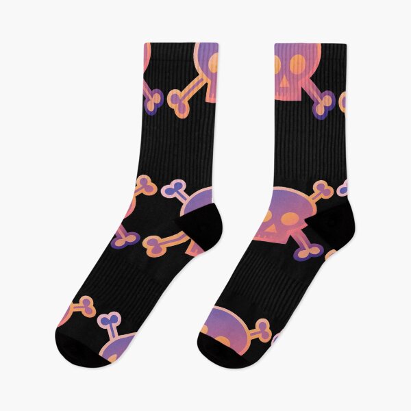 Item preview, Skull and Crossbones Pirate Flag Purple Orange Gradient Pastel Goth designed and sold by MOP-tees.