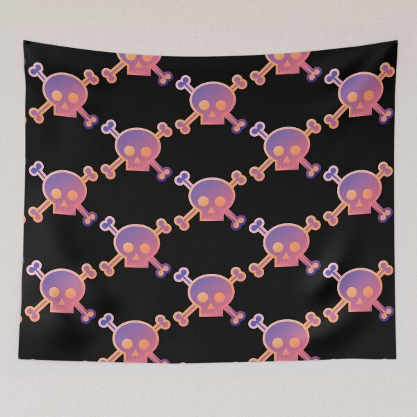 Item preview, Skull and Crossbones Pirate Flag Purple Orange Gradient Pastel Goth designed and sold by MOP-tees.
