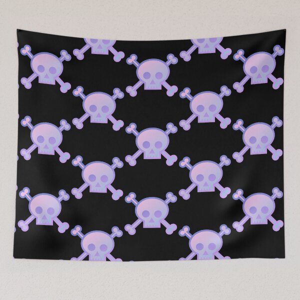 Item preview, Skull and Crossbones Pirate Flag Pink Purple Gradient Pastel Goth designed and sold by MOP-tees.