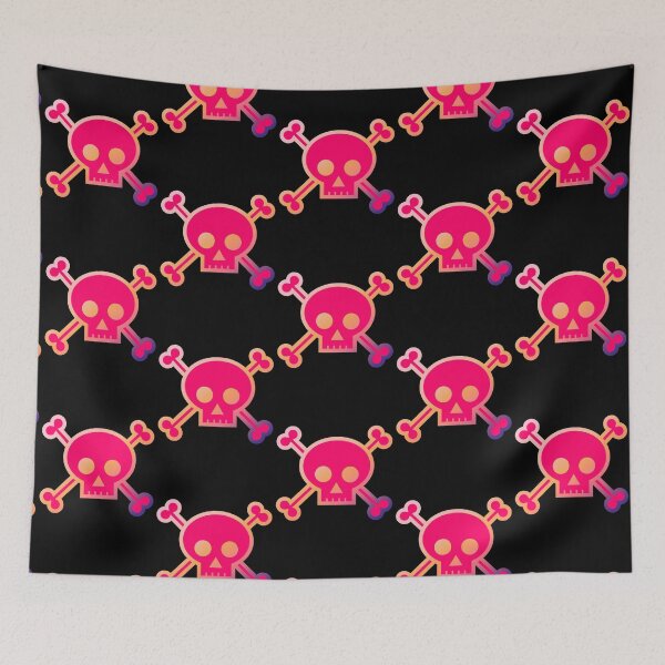 Item preview, Skull and Crossbones Pirate Flag Hot Pink Gradient Pastel Goth designed and sold by MOP-tees.