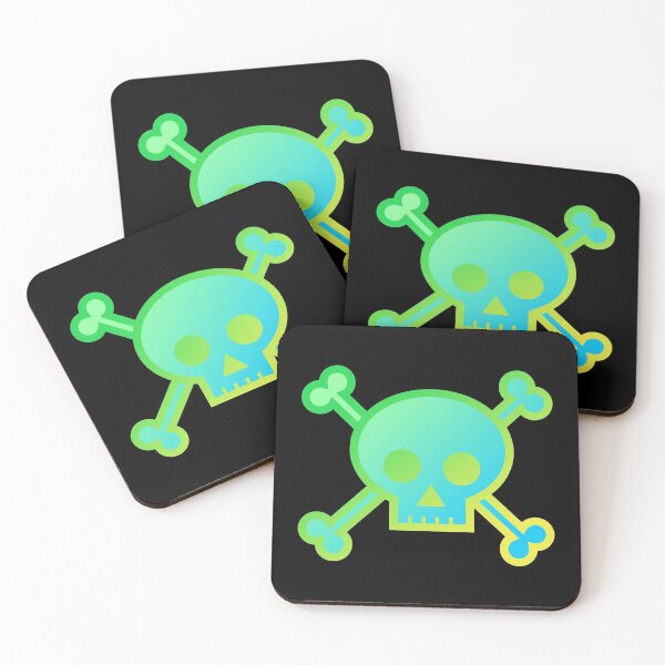 Item preview, Skull and Crossbones Pirate Flag Green Blue Yellow Gradient Pastel Goth designed and sold by MOP-tees.