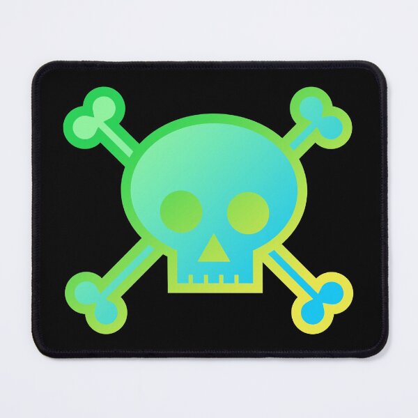 Item preview, Skull and Crossbones Pirate Flag Green Blue Yellow Gradient Pastel Goth designed and sold by MOP-tees.