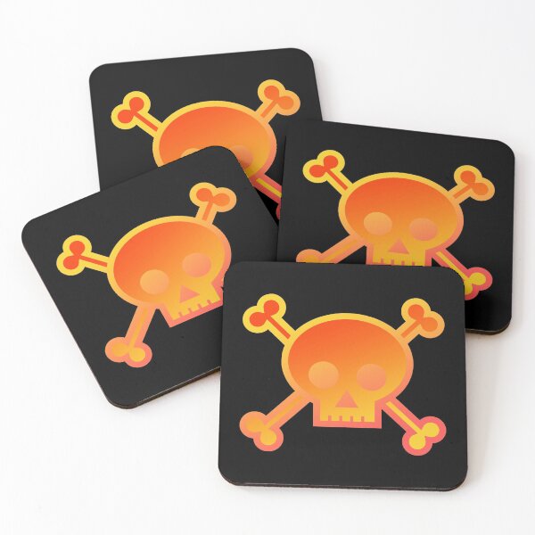 Item preview, Skull and Crossbones Pirate Flag Fiery Orange Gradient Pastel Goth designed and sold by MOP-tees.