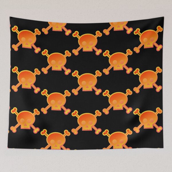 Item preview, Skull and Crossbones Pirate Flag Fiery Orange Gradient Pastel Goth designed and sold by MOP-tees.