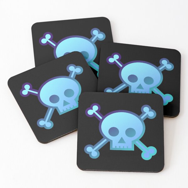 Item preview, Skull and Crossbones Pirate Flag Fiery Aqua Blue Gradient Pastel Goth designed and sold by MOP-tees.