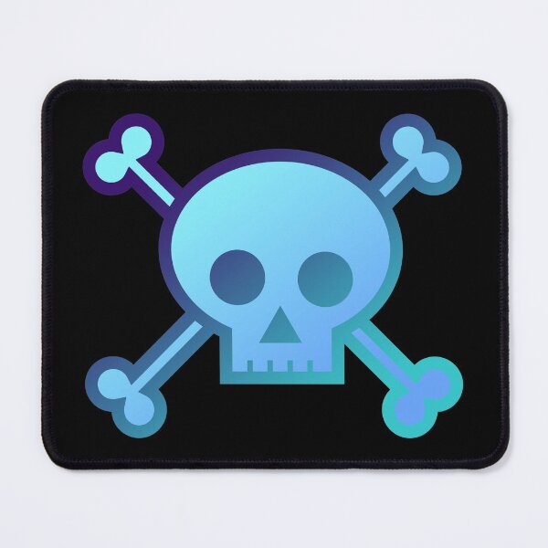 Item preview, Skull and Crossbones Pirate Flag Fiery Aqua Blue Gradient Pastel Goth designed and sold by MOP-tees.