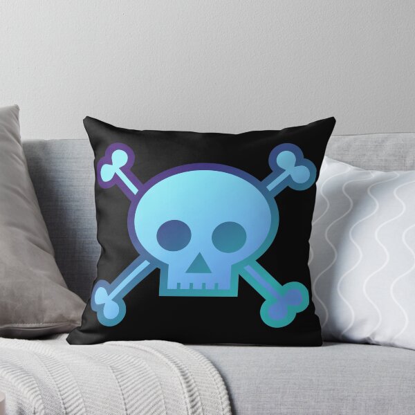 Item preview, Skull and Crossbones Pirate Flag Fiery Aqua Blue Gradient Pastel Goth designed and sold by MOP-tees.