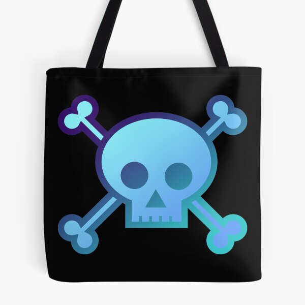 Item preview, Skull and Crossbones Pirate Flag Fiery Aqua Blue Gradient Pastel Goth designed and sold by MOP-tees.