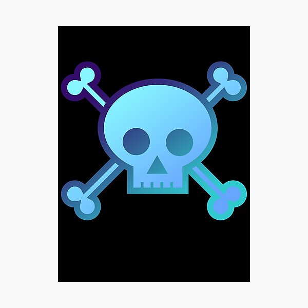 Item preview, Skull and Crossbones Pirate Flag Fiery Aqua Blue Gradient Pastel Goth designed and sold by MOP-tees.