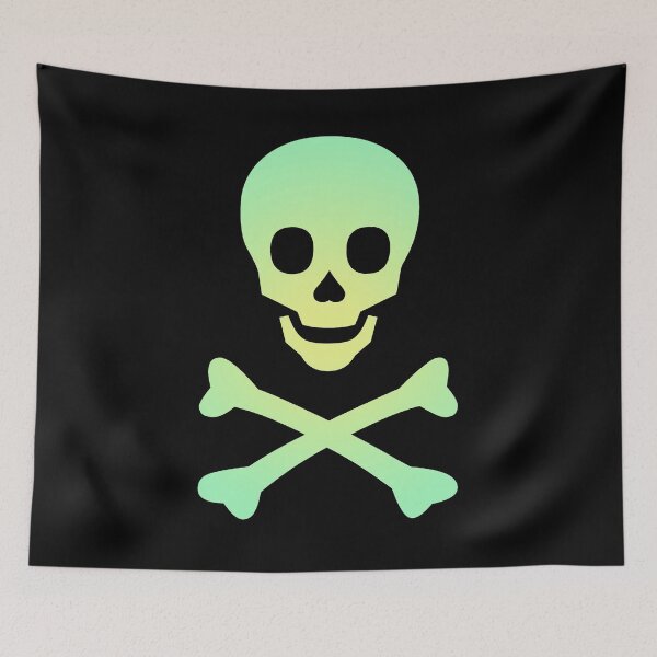 Item preview, Skull and Crossbones Pirate Flag Yellow Green Gradient designed and sold by MOP-tees.