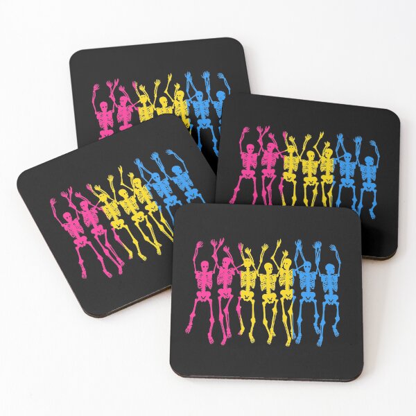 Item preview, Pan Flag Halloween Skeletons. Pansexual Pride designed and sold by Subtle Pride Shop.