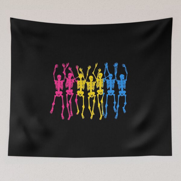 Item preview, Pan Flag Halloween Skeletons. Pansexual Pride designed and sold by Subtle Pride Shop.